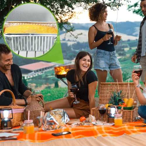 Vista 7 de Paquete de 50 sartenes de aluminio con tapas, sartenes de papel de aluminio desechables, 2.25 libras