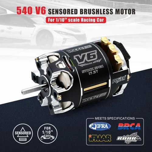 Vista 5 de Superar Hobby Rocket 540-V6-sensored Brushless 21.5Tkv Eje 5.0 Motor Uso para 1:10 RC Racing Car (Eje 5.0, 21.5T kv)