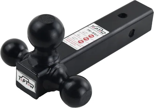 Vista 5 de TOPTOW - Enganche de remolque de 3 bolas con soporte de bola, bolas de remolque negras de 1-7/8", 2" y 2-5/16", se adapta a receptores de enganche