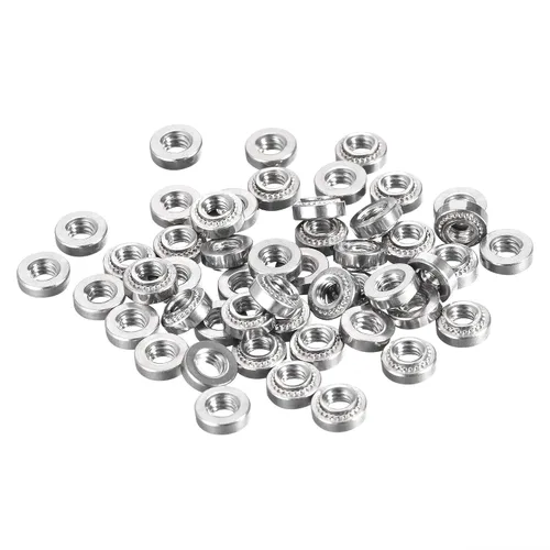 Vista 7 de uxcell Tuercas autoadhesivas, # 10-32 x 0.12 pulgadas, tuerca remachadora de acero inoxidable, cabeza redonda, acero inoxidable, fijación