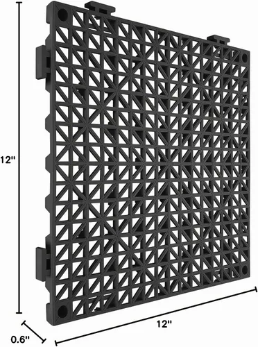 Vista 13 de VEVOR Alfombra Modular Entrelazada, Paquete de 12 Piezas de 30,5 cm x 30,5 cm, Azulejos de Drenaje de PVC Suave Entrelazados, Agujeros de Drenaje