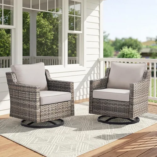 Vista 32 de Belord Sofá de patio exterior acolchado de 3 asientos de lujo de 6 pulgadas Cojín de mimbre marrón/beige de 6 pulgadas