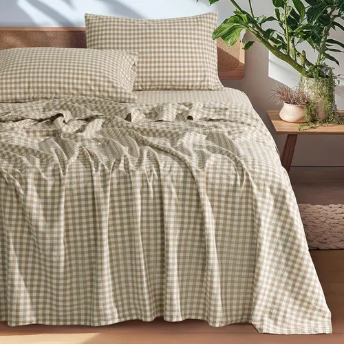 Vista 9 de SONORO KATE - Sábanas 100% de lino puro francés, transpirables y duraderas, antidesgarros, lavables a máquina, bolsillo profundo de 16 pulgadas, 4