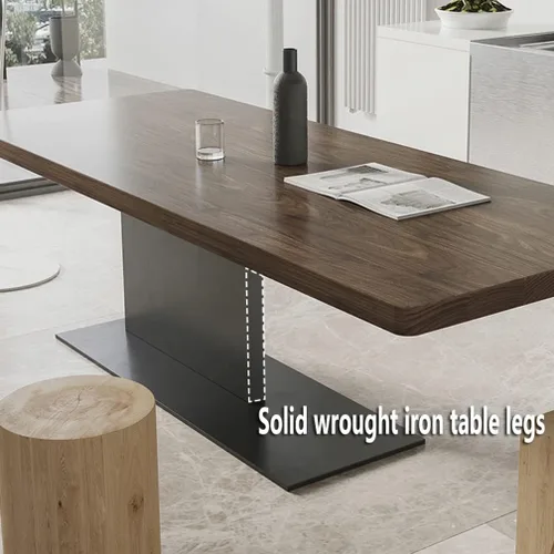 Vista 5 de Escritorio de madera maciza para computadora de oficina en casa, mesa de comedor marrón oscuro, patas de metal fuertes, mesa de pino de 2.0 in