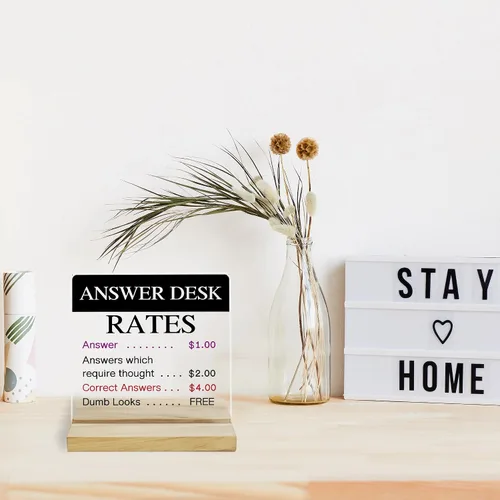 Vista 4 de Answer Desk Rates - Letrero decorativo para oficina, regalos de oficina para compañeros de trabajo, divertidos regalos de jefe