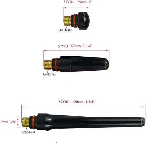 Vista 4 de RIVERWELD TIG Lente de gas Collet Cuerpos 45V 10N Boquilla de alúmina Tazas de cerámica 54N Serie de gran diámetro 2% Electrodo de tungsteno toriado