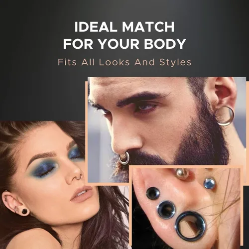 Vista 6 de BodyJ4You Kit de estiramiento de orejas de 36 piezas, calibre 14G-00G para principiantes, de acero quirúrgico, tapones de una sola llamarada
