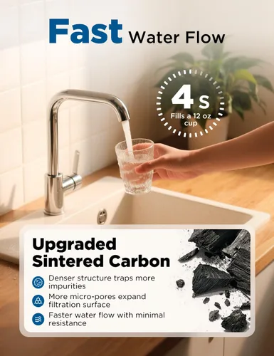 Vista 6 de NOVETE Sistema de filtro de agua para debajo del fregadero, reduce el cloro, PFAS, PFOA/PFOS, mal sabor, pista de aplicación de 30 K galones