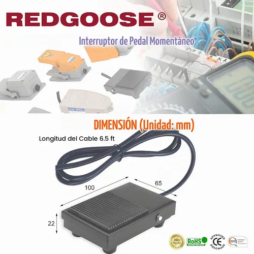 Vista 2 de Interruptor de pedal de pie de potencia momentánea 250VCA 10A SPDT 1NO1NC Interruptor de pie resistente con cable de 6 pies, color negro