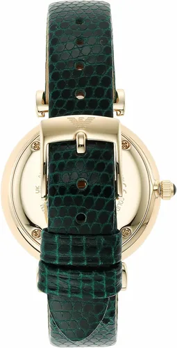 Vista 5 de Emporio Armani Reloj de vestir de acero inoxidable para mujer, verde (GREEN Leather), Reloj de cuarzo