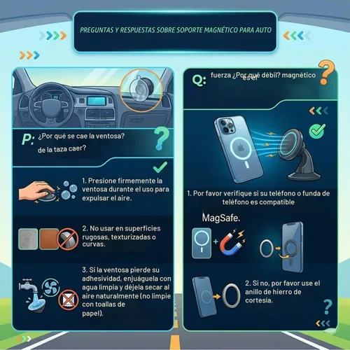 Vista 3 de Soporte magnético negro para teléfono para coche, ajustable en 360° Vacuum Suction & 3000gf Magnet,360° Adjustable Dashboard Mount,Compatible with