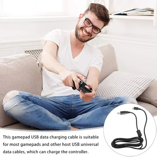 Vista 7 de SOLUSTRE Cargadores inalámbricos USB cable de carga compatible con PS4 Slim Pro Game Pad Cable de carga negro controlador de juego mango cargador