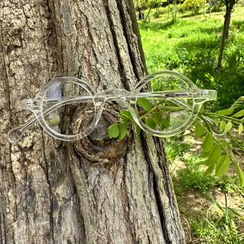 Vista 4 de Pequeñas gafas redondas hechas a mano de la vendimia que enmarca los vidrios llenos B002 del acetato del borde