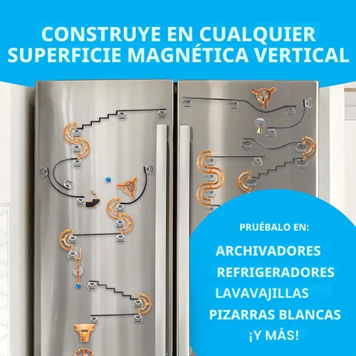 Vista 2 de National Geographic Magnetic Marble Run - Juego de construcción STEM de 75 piezas para niños y adultos con pista magnética, piezas de truco