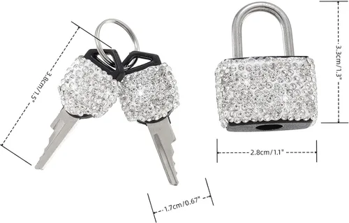 Vista 7 de 2 cerraduras pequeñas con llaves, mini cerraduras de equipaje, candado brillante con cerradura de metal para taquilla, bolsa de maleta