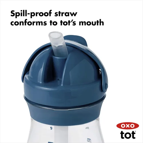 Vista 5 de OXO Tot Transitions - Vaso con pajita, 9 onzas, color azul marino