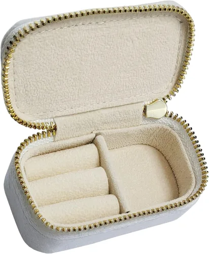Vista 3 de Organizador de caja de joyería de viaje de terciopelo de felpa mini estuche de joyería de viaje organizador de viaje de joyas caja de joyería