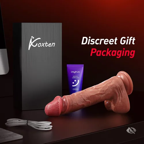 Vista 5 de Koxten Consolador de empuje para adultos, vibrador – Control de aplicación de pene de 8 pulgadas, 9 vibraciones + 9 empujes + consolador cálido