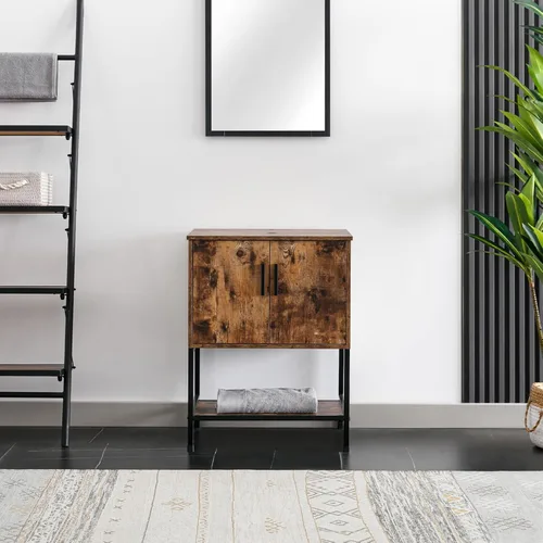 Vista 21 de eclife Lavabo de tocador de baño de 24 pulgadas, gabinete de metal moderno con estante inferior, fregadero azul para barco y grifo de ahorro de agua