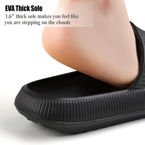 Vista 5 de IGIGRING Sandalias de nube para mujeres y hombres, pantuflas de almohada antideslizantes súper suaves con suela gruesa, pantuflas de ducha