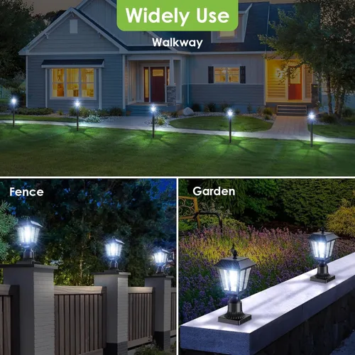 Vista 7 de Greluna Luces solares para poste, lámpara solar del anochecer al amanecer con base de montaje en muelle, luces de poste al aire libre impermeables