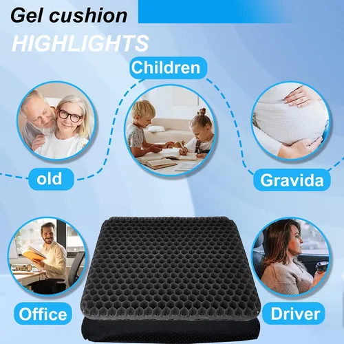 Vista 5 de Yimiyaa Cojín de Gel para Asiento, Cojín de Gel Grueso Doble en Forma de Huevo para Alivio del Dolor por Presión, Almohadillas Transpirables