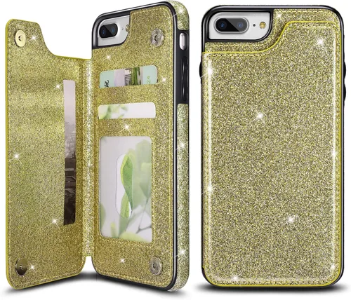 Vista 8 de Funda de piel tipo cartera para iPhone con (dos cierres magnéticos), (ranuras para tarjetas) función atril