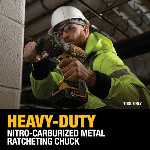 Vista 5 de DEWALT Taladro de martillo inalámbrico MAX XR de 20 V, sin escobillas, resistente de 1/2 pulgada, 3 velocidades, solo herramienta (DCD996B)