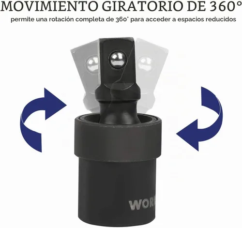 Vista 6 de WORKPRO Juego de llaves de vaso de impacto de 1/2 pulgada con barras de extensión, acero Cr-V premium, 55 piezas, enchufes SAE y métricos