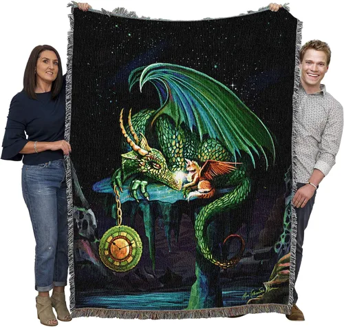 Vista 20 de Pure Country Weavers Rose Khan - Manta con diseño de dragón del tiempo de amatista tejida de algodón, hecha en los Estados Unidos (72 x 54 pulgadas)