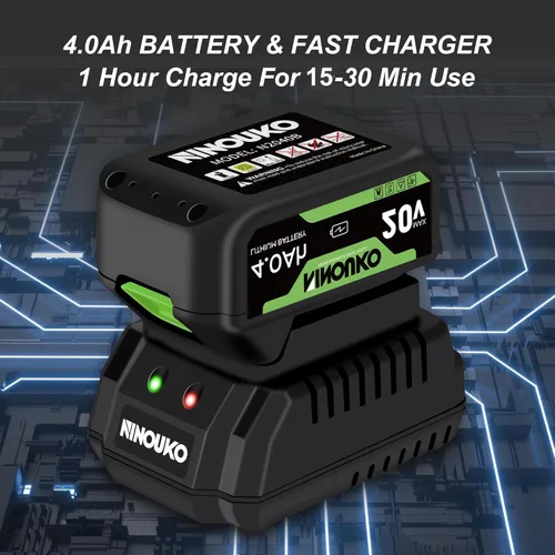 Vista 4 de Soplador de hojas inalámbrico, soplador de hojas eléctrico de 20V con batería de 4000mAh y cargador, 2 modos de velocidad, sopladores de hojas