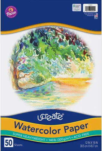 Vista 8 de UCreate Papel de acuarela, blanco, paquete, 140 lb., 9" x 12", 50 hojas