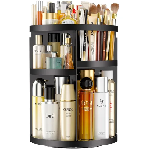 Vista 16 de Organizador de maquillaje giratorio de 360 grados para tocador, organizador de belleza de capacidad extra grande, organizador de perfume DIY