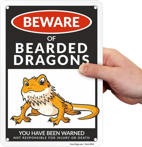 Vista 8 de SmartSign Funny Beware Of Bearded Dragons - Letrero de advertencia de 10 x 7 pulgadas, aluminio laminado sin óxido de 40 mil, letreros de metal