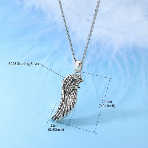 Vista 2 de Odinstone 925 Sterling Silver Amulet Necklace, Virgin MaryFirst Holy CommunionHoly SpiritEye of HorusGuardian Angel Wings Necklace Protection