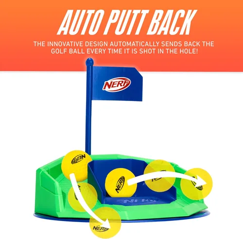 Vista 2 de Juego de golf NERF Pivot Putt – Dispara automáticamente las pelotas de golf – 3 modos de juego – Modo de giro para juego de desafío
