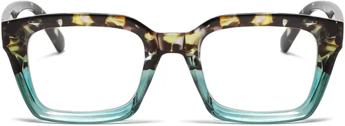Vista 2 de EYLRIM Classic Thick Square Frame Clear Lens Glasses for Women Men A93 Verde tortuga