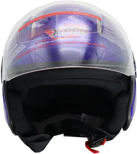Vista 4 de X-Pro Casco de motocicleta para adultos aprobado por DOT (S, azul 2022)