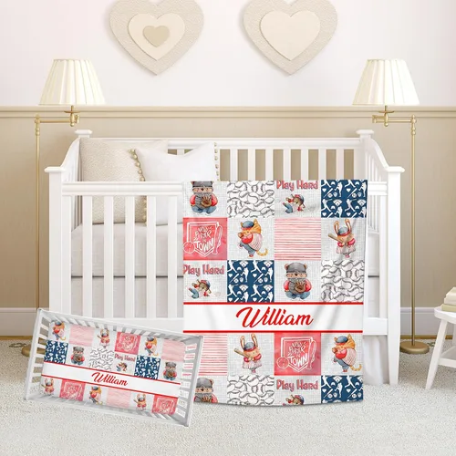 Vista 13 de Juego de ropa de cama personalizado para cuna de bebé para niñas, juego de ropa de cama personalizada para cuna con nombre, ropa de cama colorida