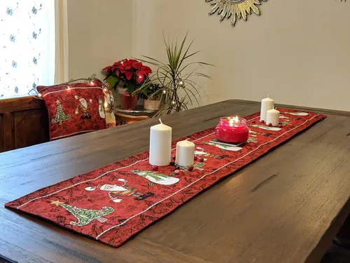 Vista 12 de Tache Home Fashion Camino de mesa con tapiz Mrs. Snowman 13x54