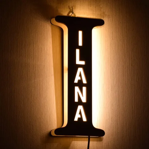 Vista 11 de Luz nocturna LED personalizada, letra inicial de madera grabada con nombre para familiares amigos, alfabeto, dormitorio, boda, Navidad, Halloween y j