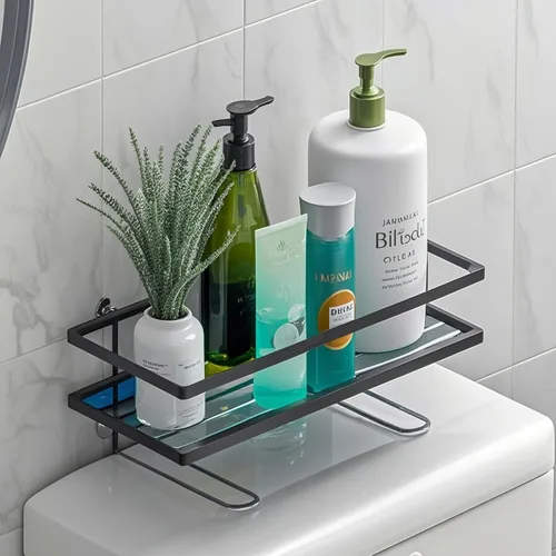 Vista 8 de PowerKing Estante de almacenamiento sobre el inodoro, organizador de baño Negro