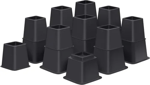 Vista 9 de Elevadores de cama de 8 pulgadas de alta resistencia, elevación en alturas de 3, 5, 8 pulgadas, elevadores de muebles ajustables para sillas, mesas