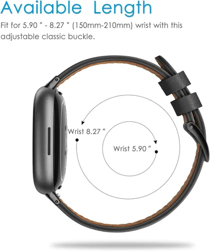 Vista 7 de Fintie Bandas compatibles con Fitbit Versa 4 3 / Sense 2 1, correa de repuesto de cuero genuino (negro)