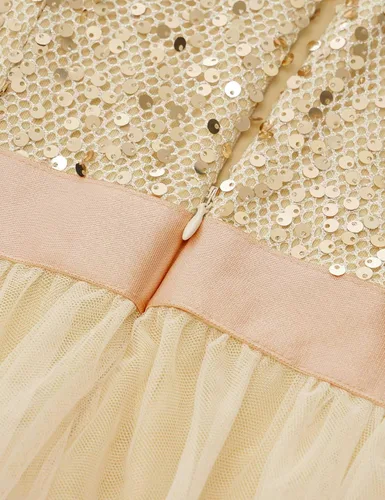 Vista 6 de Dressystar Vestido de lentejuelas brillantes con purpurina para mujer, vestido de cóctel de graduación, boda, vestido de fiesta formal de tul