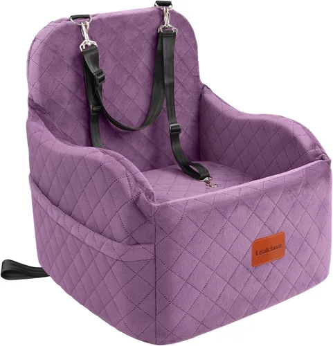 Vista 15 de Lealchum Asiento elevador de automóvil para perro, tela ultrasuave y relleno de espuma viscoelástica, cojín elevado, 3 correas y canal para cinturón