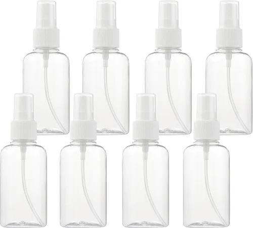 Vista 12 de SINIDE Botellas de spray vacías de 3.4 fl oz/3.4 onzas, juego de mini botellas de viaje de plástico azul de niebla fina, contenedores portátiles
