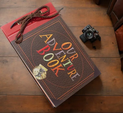 Vista 2 de Álbum de Fotos para Scrapbook, Nuestro Libro de Aventuras, Palabras en Relieve Tapa Dura Película Up Álbum de Recortes de Viaje para Aniversario