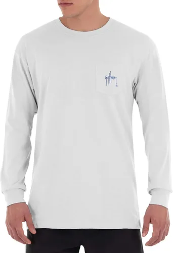 Vista 2 de Guy Harvey Camiseta de manga larga con bolsillo de Billfish Collection para hombre