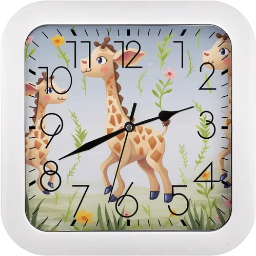 Vista 20 de 10" Square Modern Wall Clock,Americana Flag Deer Print Kitchen Clocks Wall Battery Operated,Silent Non Ticking Unique Funny Cute Wall Clock for